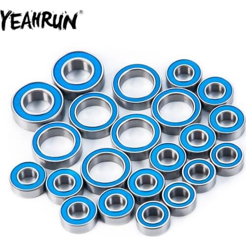 YEAHRUN 22PCS Axial SCX10 Complete Rubber Sealed Bearing Kit for All Original 1/10 Axial SCX-10s (Black Axles) Blue Bearing