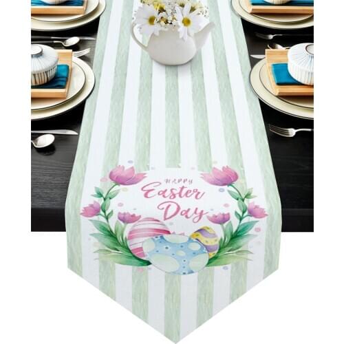 Easter Egg Flower Stripes Table Runner Wedding Decor Table Runner Dinning Table Decoration Tablecloth and Placemat