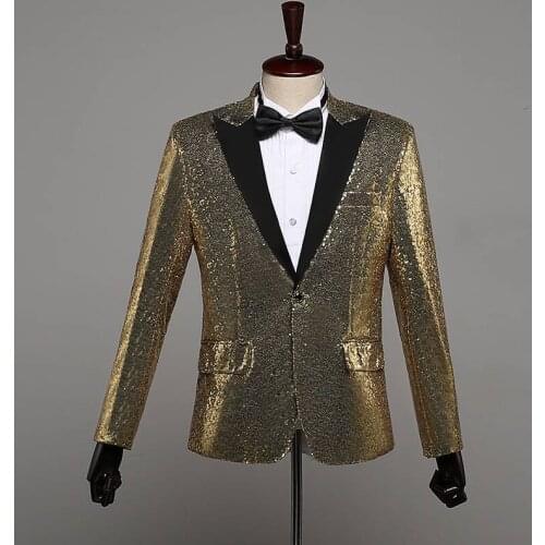 Red Blue Gold Flipping Sequins Suit Jacket Mens Blazers Formal Stage Costume Evening party Bar Singer Host Stage Clothing S-3XL