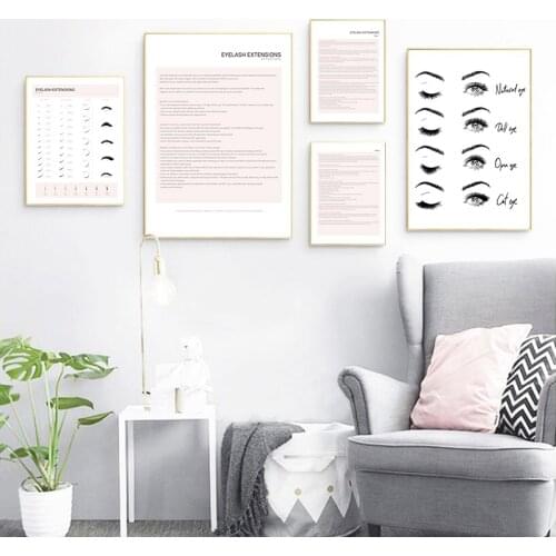 Eyelash Extensions Types Poster Eyelashes Makeup Wall Art Canvas Print Modern Fashion Picture Girls Gift Beauty Salon Wall Decor