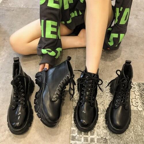 Casual Lace Up Female Platform Shoes Women Winter Ankle Boots Ladies Gladiator Short Vogue Leather Boots Women Thick Bottom