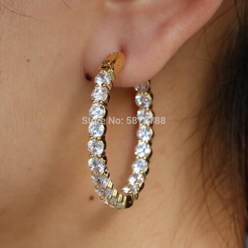 30mm Gold Plated Small Hoop Earrings Set Bulk Circle Round Cuff Earrings Wedding Jewelry for Women 2020