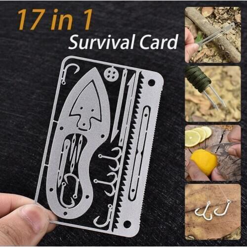 17 In 1 Fishing Gear Credit Card Multi-Tool Outdoor Camping Equipment Survival Tools Hunting Emergency Survival EDC Kit