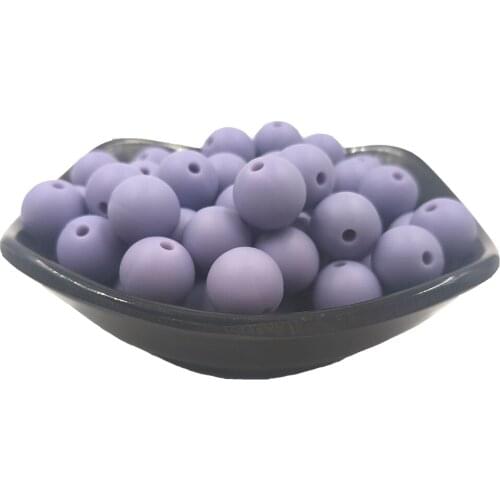 Lilac Color Silicone Round Pearl Bead Teether 12/15mm Baby Teething Necklace DIY Pacifier Chain Care Silicone Teether Product