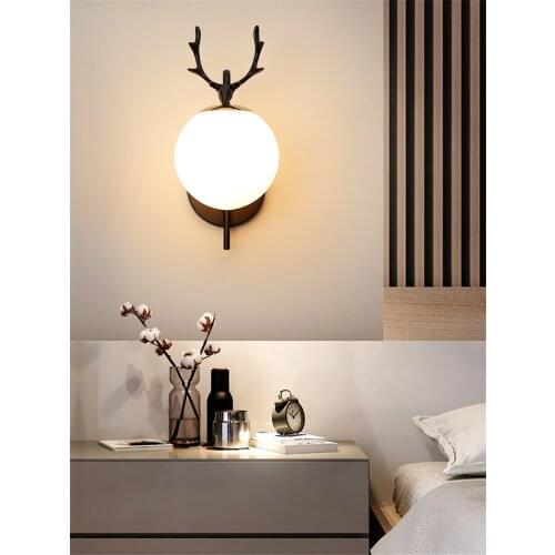 Modern Minimalist Black Ball Wall Lamps Led Warm Bedroom Bedside Nordic Aisle Balcony Living Room Sconces Wall Lights Lighting