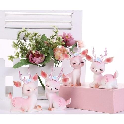 Resin Lovely Deer Ornament Figurine Fairy Garden Animal Miniature Statue Party Birthday Anniversary Baby Shower Decorations