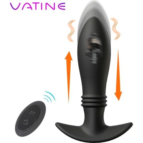 VATINE 10 Modes Remote Control Thrusting Telescopic Anal Vibrator Butt Plug Male Prostate Massager Sex Toys for Men