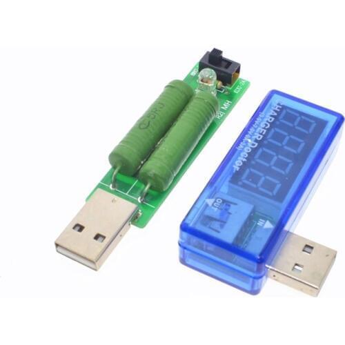 USB detector voltmeter ammeter power capacity tester meter 3.5-7V+2A 1A Load Resistance Power Resistors