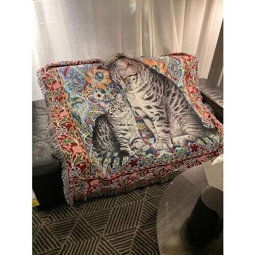 Thicken Tapestry Macrame Art Living Room Wall Hanging Decor Sofa Cover Pet Pattern Ground Blanket Travel Multifunctional Valance