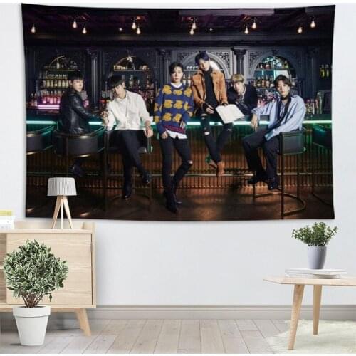 High Quality B.A.P KPOP Girl Tapestry Wall Hanging Tapestries Cloth Fabric Print For Living Room Decorative Wall Blanket 2.25