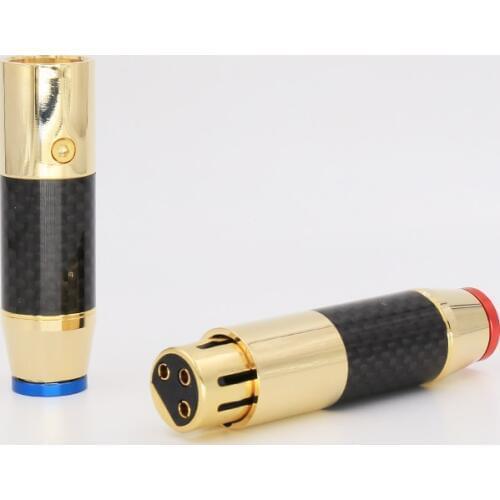 Hi-End Rhodium plated Carbon Fiber audio XLR plug Female plug 4pcs