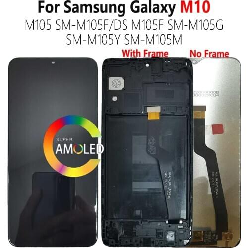 Super AMOLED M10 M105 LCD For SAMSUNG Galaxy SM-M105F/DS M105G M105Y Display Screen Touch Sensor Digitizer Assembly With Frame