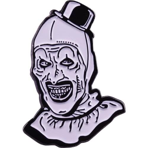 Art the clown lapel pin Terrifier inspired badge bloody horror film brooch creepy Halloween jewelry
