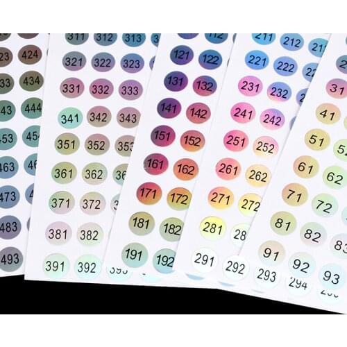 1-500 Laser Number Label Stickers Craft Nail Polish Lipstick Color Tags Sticker