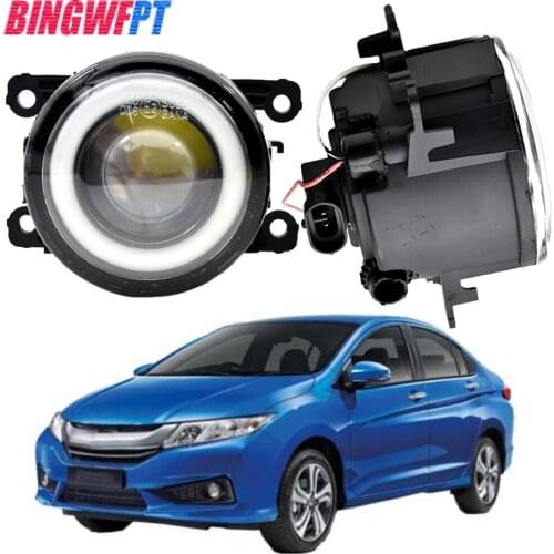 1pair For Honda City Grace Ballade Car LED Fog Light COB Angel Eye DRL Daytime Running Lamp 12V 2014 2015 2016 2017 2018