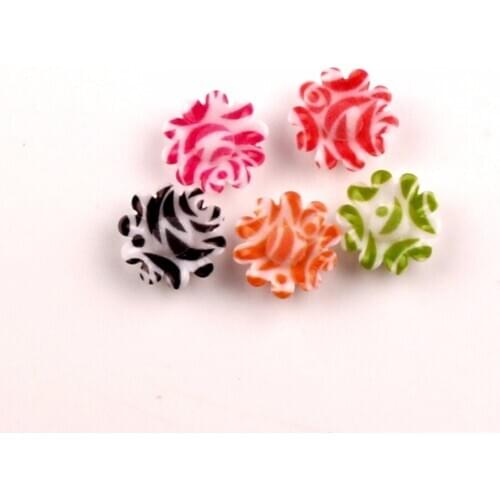 100Pcs Mixed Resin Flower Decoration Crafts Flatback Cabochon Beads Embellishments For Scrapbooking DIY Accessories