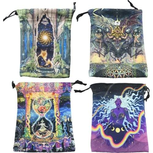 13*18cm Portable Storage Cloth Bag DoubleSide Printed Composite Velvet Drawstring Bag Home Accessories Crystal Stone Storage Bag