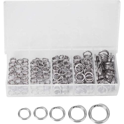 200PCS/box Fishing Bait Double Split Ring Stainless Steel Double Split Ring Fishing Lure Baits Split Ring Fishing Accessories
