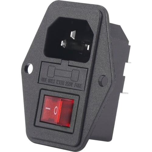 3 Pin IEC320 C14 Power Socket Rocker Switch Inlet Module Plug Fuse Switch 250V Male Power Socket Male Connector