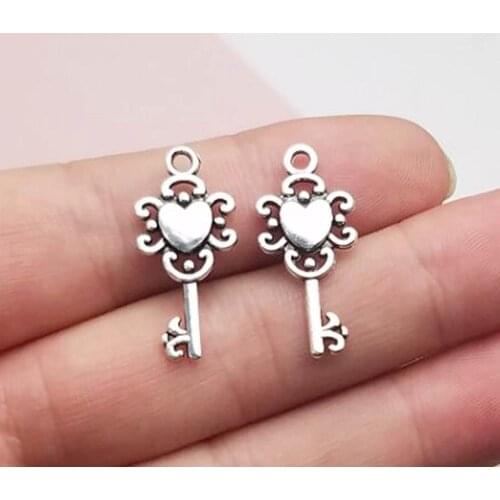 35pcs/lot--25x12mm, key chams, Antique silver plated heart key charms,DIY supplies, Jewelry accessories