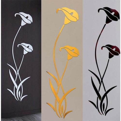 AsyPets 3D DIY Calla Lily Shape Mirror Surface Acrylic Wall Sticker Decal Home Decor