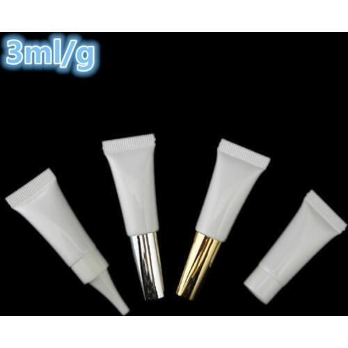 100pcs 3ML White Empty Soft Tube Plastic Eye Cream Gel Packaging Tube Containers Cosmetic Packaging Soft Tube for Sample Makeup