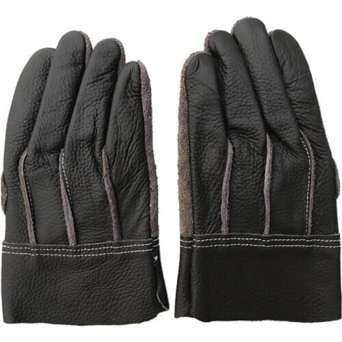Free shipping 3pairs of cow grain split genuine leather working gloves threaded reinforced great wear resistance back threelines