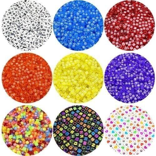 100pcs 6mm Letter Beads Colorful Mix Square Shape 26 English letter Charms DIY Beads For Jewelry Making Bracelet Necklace