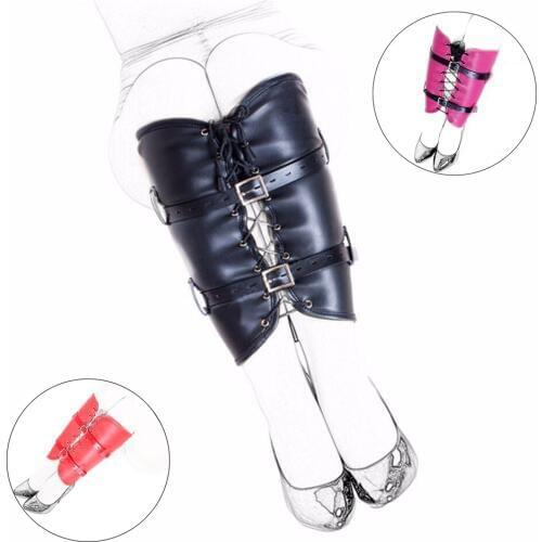 CamaTech PU Leather Bound Legs Straps Bondage Restraints BDSM Calf Ankle Foot Cuffs Harness Leg Cuff Binder Slave Women Sex Toys