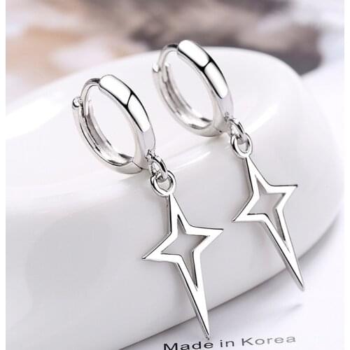 Gothic Punk Style Copper Metal Drop Earrings Black/Silver Color Stars Cross Pendientes Fashion For Women Men Rock Jewelry