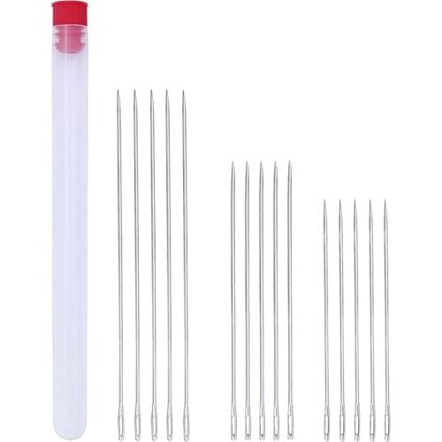 15Pcs Large Eye Hand Sewing Needles Assorted Sizes Craft Needles for Stitching Sewing Works with Clear Storage Tubes