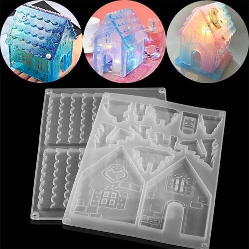 1Set New Christmas House 3D Castle Silicone Mold Epoxy Resin For DIY Jewelry Handmade Accessories Making Tool Decoration Gift