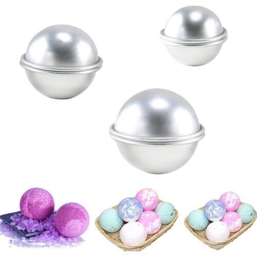 6PCS Round Aluminium Alloy Bath Bomb Molds DIY Tool Bath Bomb Salt Ball Homemade Crafting Gifts Semicircle Sphere Metal Mold