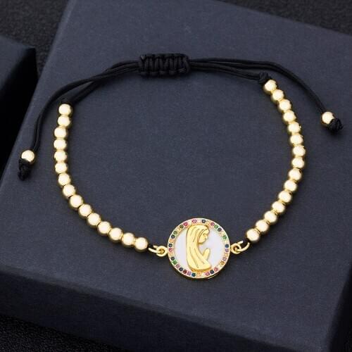 Hot Sale Lucky Jewelry Jesus Virgin Mary Angel Adjustable Bracelets Shell For Women Christmas Christian Religious Charm Bracelet