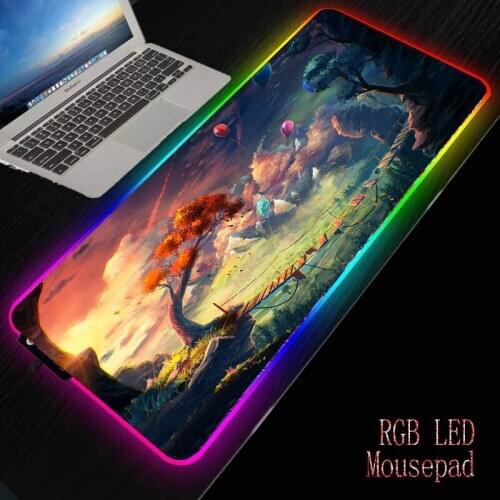 Mairuige Bridge Tree Landscape Large LED Colorful Gaming Mousepad RGB Mouse Pad Gamer Computer Lighting Game Backlit Desk Mat