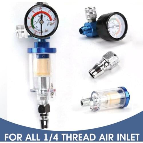 Mini Air Pressure Regulator Gauge Spray Gun Pressure Regulator Including Filters, Pressure Regulators, Quick Connectors(g1/4