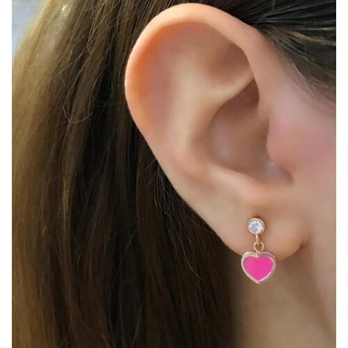 STELA MINIMAL PINK HEART EARRINGS