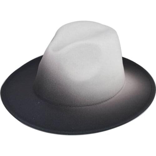 Fashion gradient color top hat woolen solid color hat men big-brimmed felt hat autumn and winter jazz hat woman