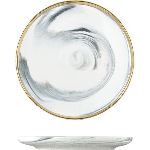 Marble Ceramic Marbled Steak Plate Salad Plates Dinnerware Sets Tableware Kitchen Cook Pink and Gray Pasta Plate