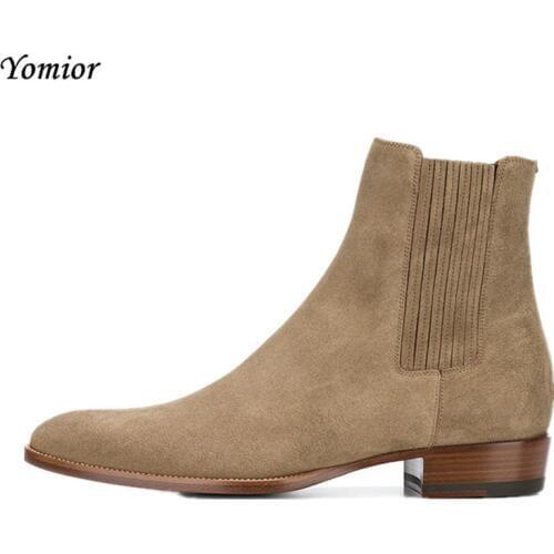High Quality Brand Pointed Toe Chelsea Boots Genuine Leather Men Ankle Boots Business Office Banquet Fashion Big Size Shoes