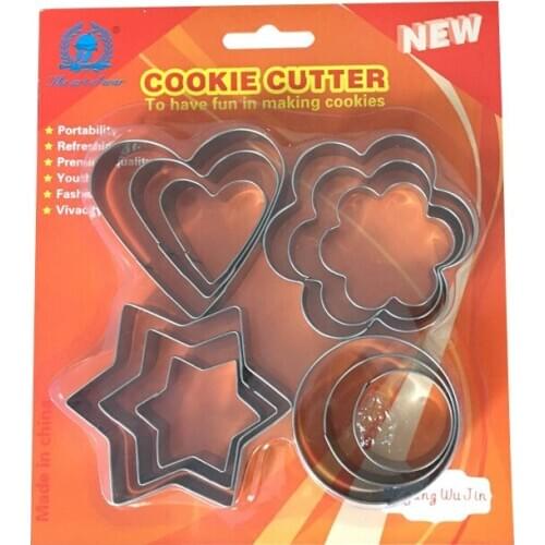 Stainless Steel 12-Piece Set Three-dimensional Cookie Mold Cake Baking Tools DIY Fondant Fruit and Vegetable Cutter 07010