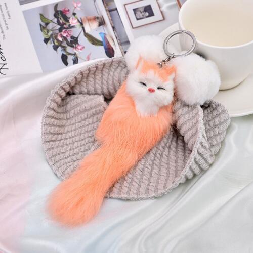 2020 New cute plush fox toy keychain pendant car pendant fashion girl bag charm baby child children birthday gift M039