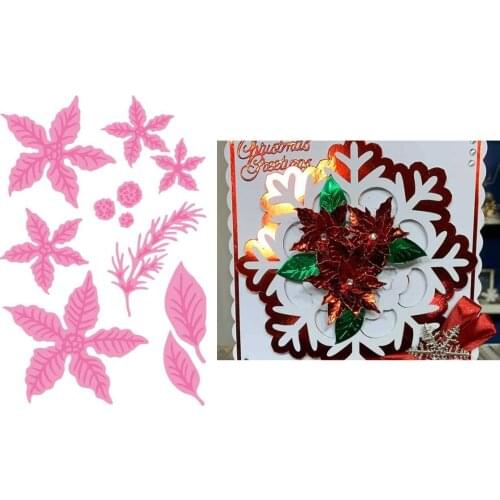 2021 New POINSETTIA Plant Metal Cutting Dies for DIY Scrapbooking Crafts Dies Cut Make Photo Album Template Handmade Decoration