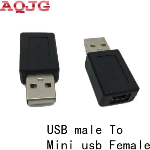 New High Speed USB 2.0 Male to Mini USB Female Converter Connector Male to Female Adapter Classic Simple Design Black AQJG