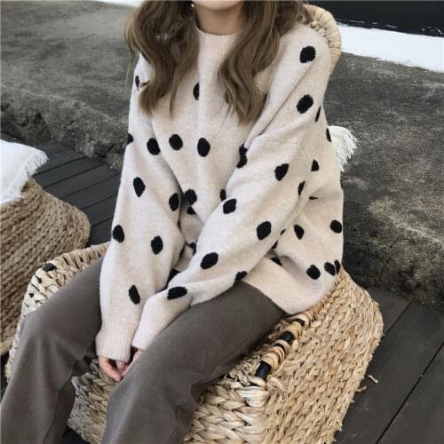 Autumn and winter fashion temperament new Korean womens loose pullover sweater all-match long-sleeved sweater jacket