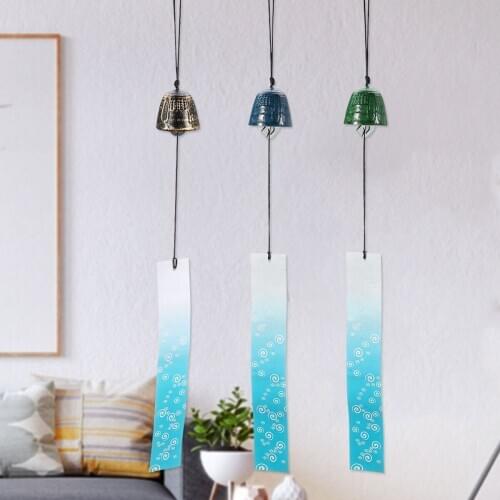 Japanese Temple Bell Pendant Lucky Feng Shui Small Iron Wind Chime Sound Clapper Home Garden Outdoor Wall Hanging Decor 3 Colors