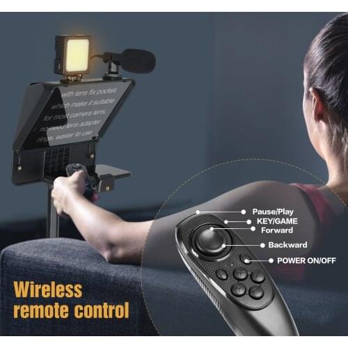 Andoer A10 Portable Smartphone DSLR Camera Teleprompter Prompter with Phone Holder Remote Control for Video Recording Live
