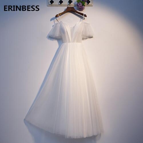 Crazying Sale Sweetheart Long Prom Dresses Vestido De Festa Elegant A-line White Prom Dress 2020 Style Half Sleeve High Quality