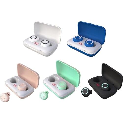 True Wireless Earbuds Bluetooth 5.0 Earbuds in-Ear TWS Stereo Headphones with Charging Case Waterproof Built-in Mic