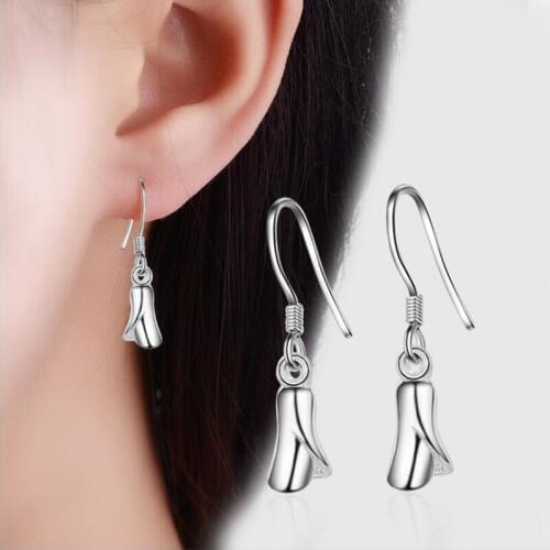 KOFSAC New Sterling Silver 925 Earrings For Women Anniversary Charming Lily Flower Eardrop Earring Jewelry Mothers Day Gifts